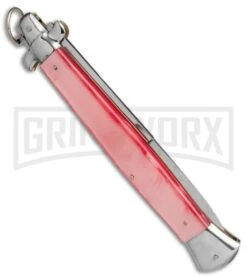 A.G.A. Campolin 18" Italian Stiletto Pink Ring Pull Automatic Knife - Bayo -Aga Campolin aga champolin 18in stiletto pink bayo BP 18401 er side large