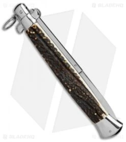 AGA Campolin 18" Ring Pull Automatic Italian Stiletto Stag Horn (8" Satin Bayo) 7 AGA Campolin 18" Ring Pull Automatic Italian Stiletto Stag Horn (8" Satin Bayo) -Aga Campolin aga champolin 18in stiletto stag horn bayo BP 5226 er side