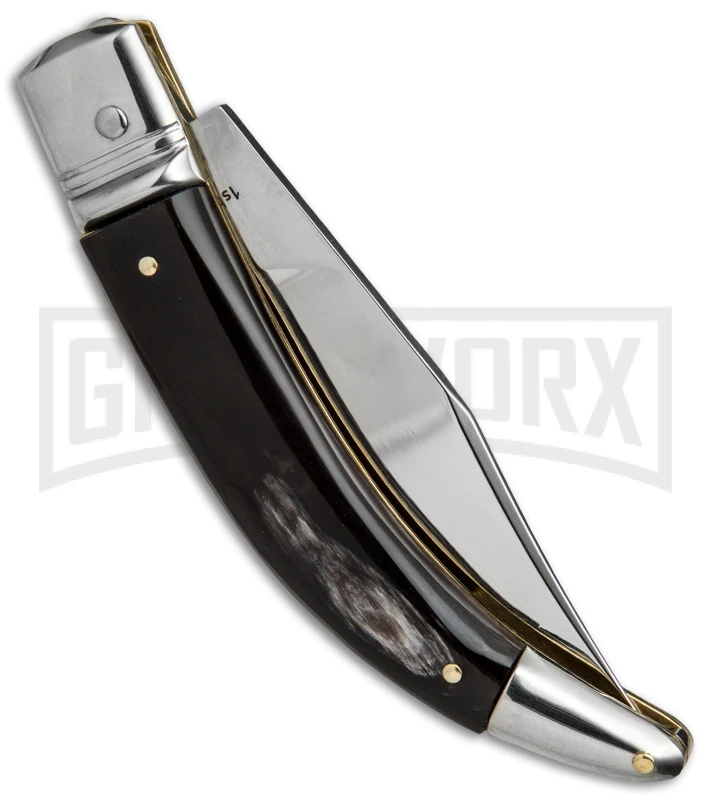 AGA Campolin Diana Dark Horn Lever Lock Automatic Knife - Satin Plain 5 AGA Campolin Diana Dark Horn Lever Lock Automatic Knife - Satin Plain - Image 3