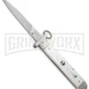 AGA Campolin 9" Francese Ring Pull White Pearlex Automatic Knife - Flat -Aga Campolin aga francese ring white pearl large