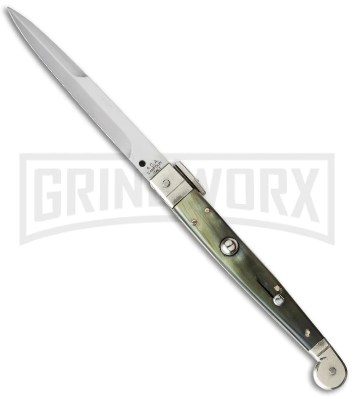 A.G.A. Campolin 9" Sicilian Brazilian Horn Picklock Automatic Knife - Bayonet 3 A.G.A. Campolin 9" Sicilian Brazilian Horn Picklock Automatic Knife - Bayonet