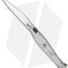 AGA Campolin 10" Automatic Fishtail Picklock Knife White (4.5" Satin Bayo) -Aga Campolin akc stiletto 10in white pearlex fishtail picklock