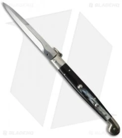 AGA Campolin 12" Sicilian Ring Pull Automatic Knife Dark Horn (5.5" Satin Bayo)