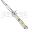 AGA Campolin 15" Italian Stiletto Sim Ivory Ring Pull Automatic Knife - Bayonet -Aga Campolin stiletto 15in ring bone dl large
